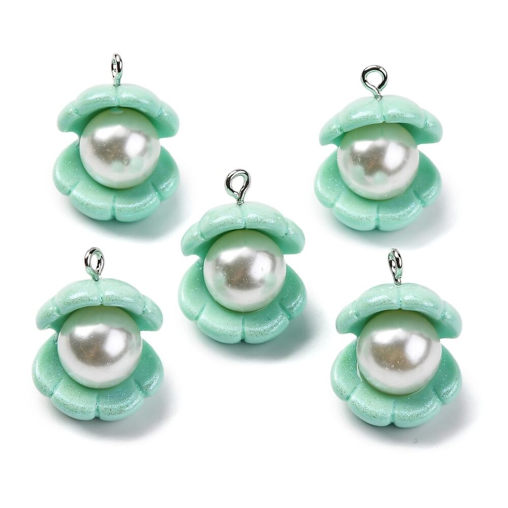9072 50 pcs Green Sea Shell Theme Resin Charms Lovely Ocean Animal Charms